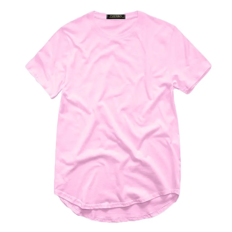 ZSIIBO TX135-C Men's T Shirt Extended Round Sweep T-Shirt Curved Hem Long line Tops Hip Hop Urban Blank Tees Clothes Streetwear 6