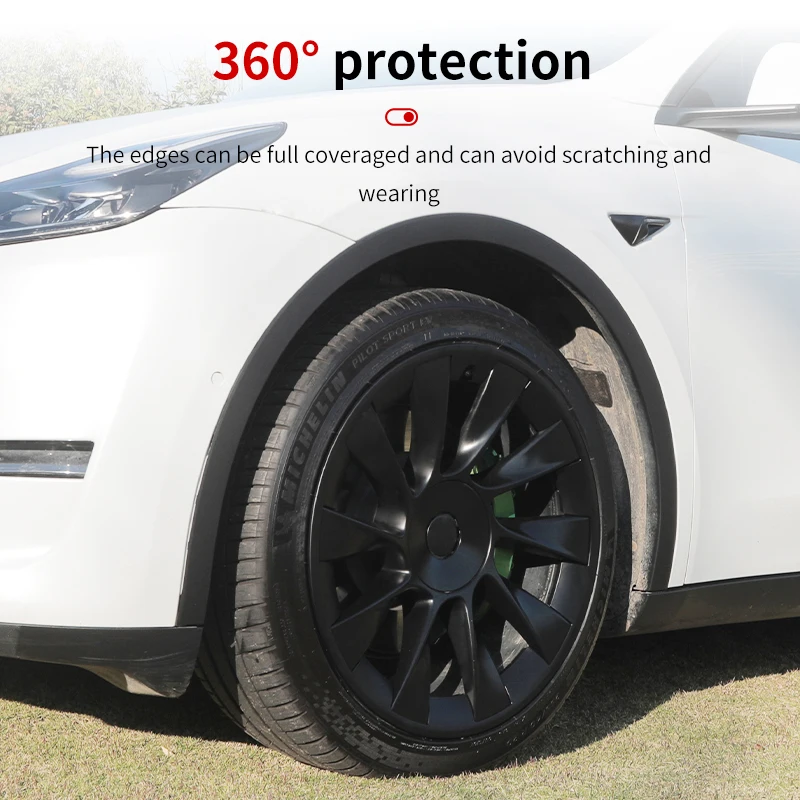 Tesla Model Y 20-Inch Wheel Rim Protectors 4PCS - ABS Hub Protection Rings For 2020-2024 Model Y White Rim Guards