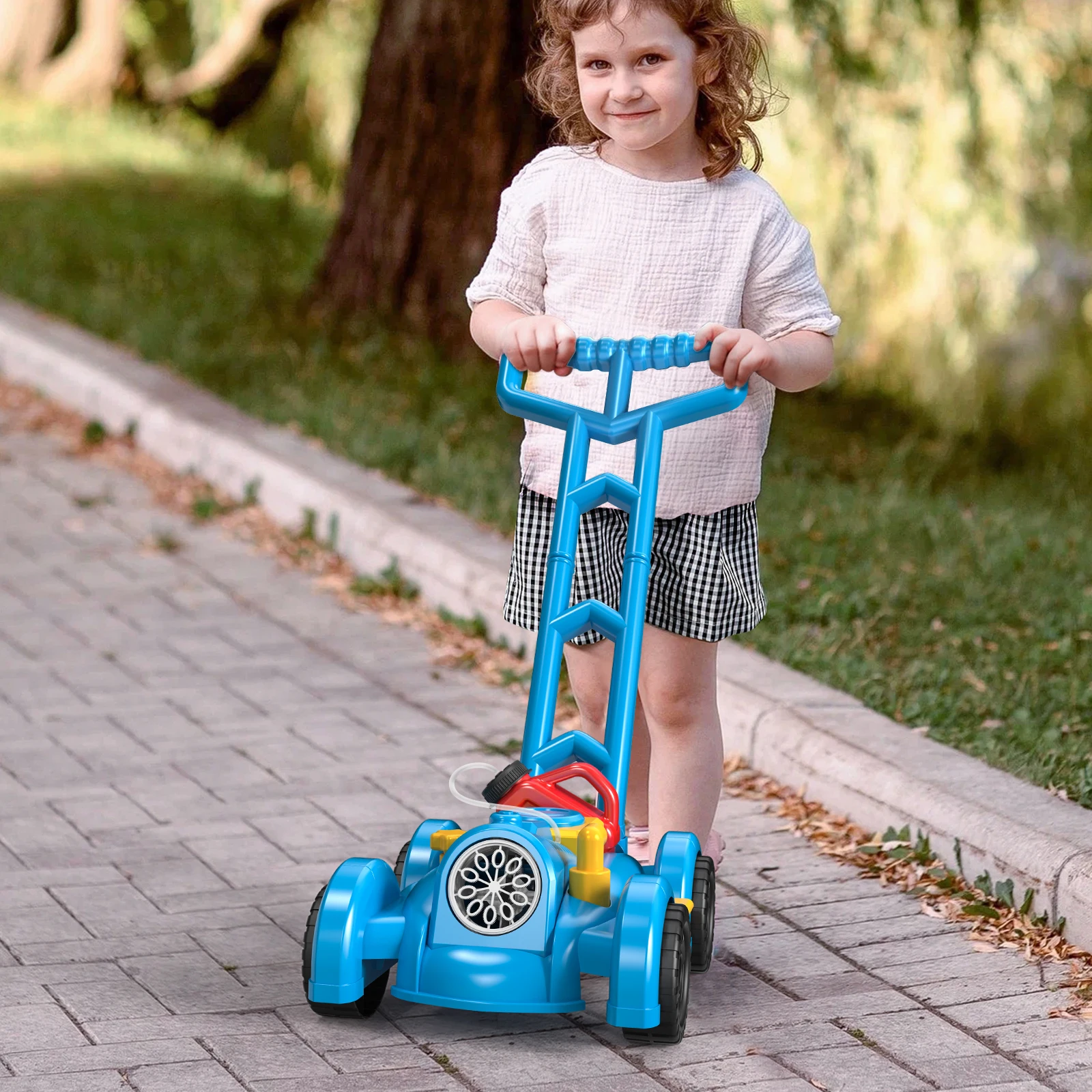 Fully Automatic Bubble Machine 12-Hole Electric Bubbles Trolley with Light Soap Blowers Outdoor Games Toy Gun Children Gift 5