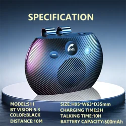 Wireless Bluetooth 5.3 Car Sun Visor Speaker with HD Sound & Dual Phone Connectivity (S11)