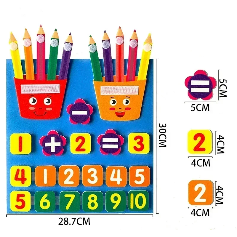 Math Toys Learning Puzzle Toys Teaching Aids Toys Kid Montessori Toys Felt Finger Numbers Math Toy Children Counting Early Learning Toddlers Intelligence Development