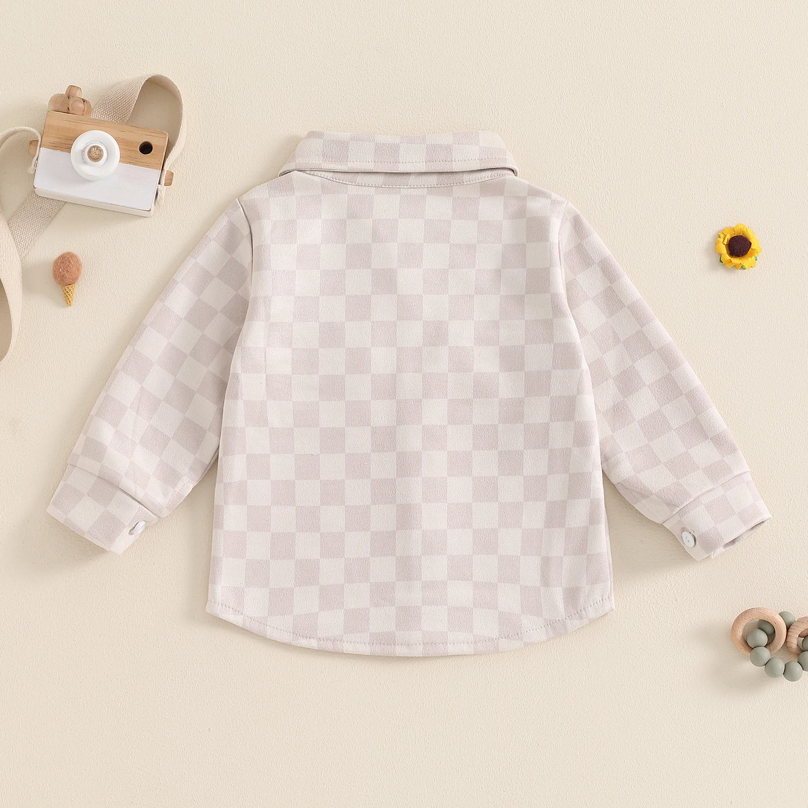 Children Baby Boy Lapel Neck Checkerboard Shirt Toddler Long Sleeve Button Down Shirt with Pockets Toddler Casual Loose Jacket