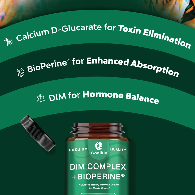 DIM Complex + BIOPERINE Capsules Hormone Balance Build Lean Muscle Mass and Liver Health