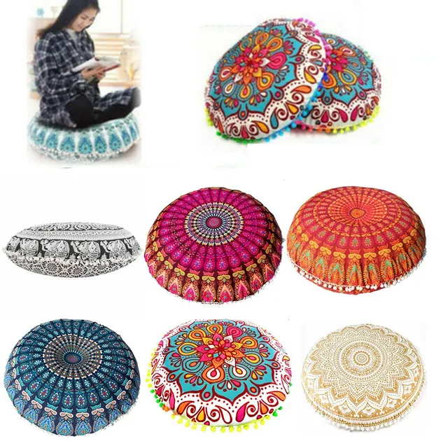 43CM Round Cushion Pillowcase Mandala Pillowcase Bohemian Cushion Cover Floor Cushion Pillows Cover Household 1