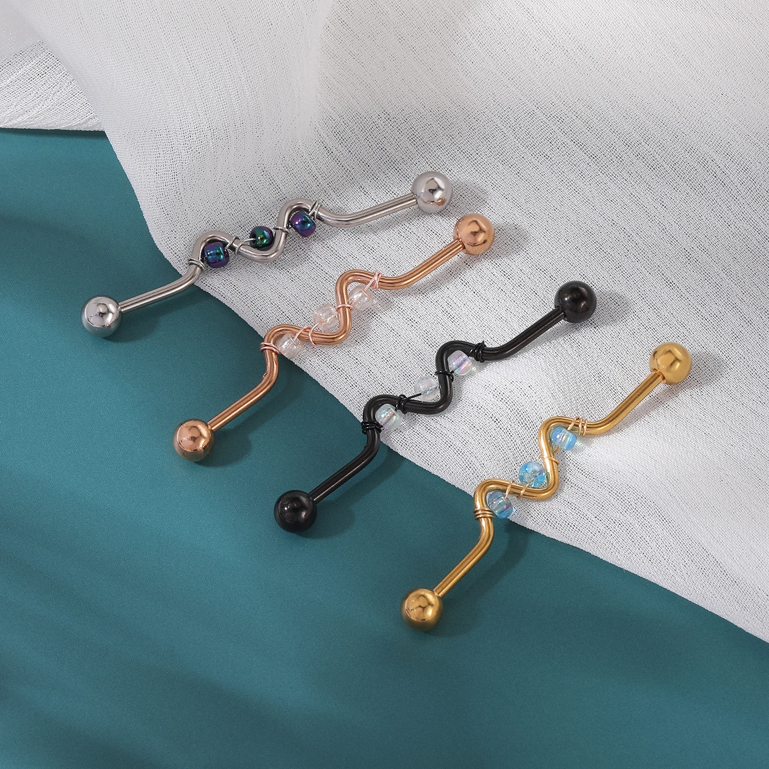 AOEDEJ 14G Rose Gold Color Helix Piercing Earring Industrial Barbell Ring Women Crystal Long Earring Ear Piercing Gift Jewelry 2