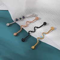 AOEDEJ 14G Rose Gold Color Helix Piercing Earring Industrial Barbell Ring Women Crystal Long Earring Ear Piercing Gift Jewelry 2
