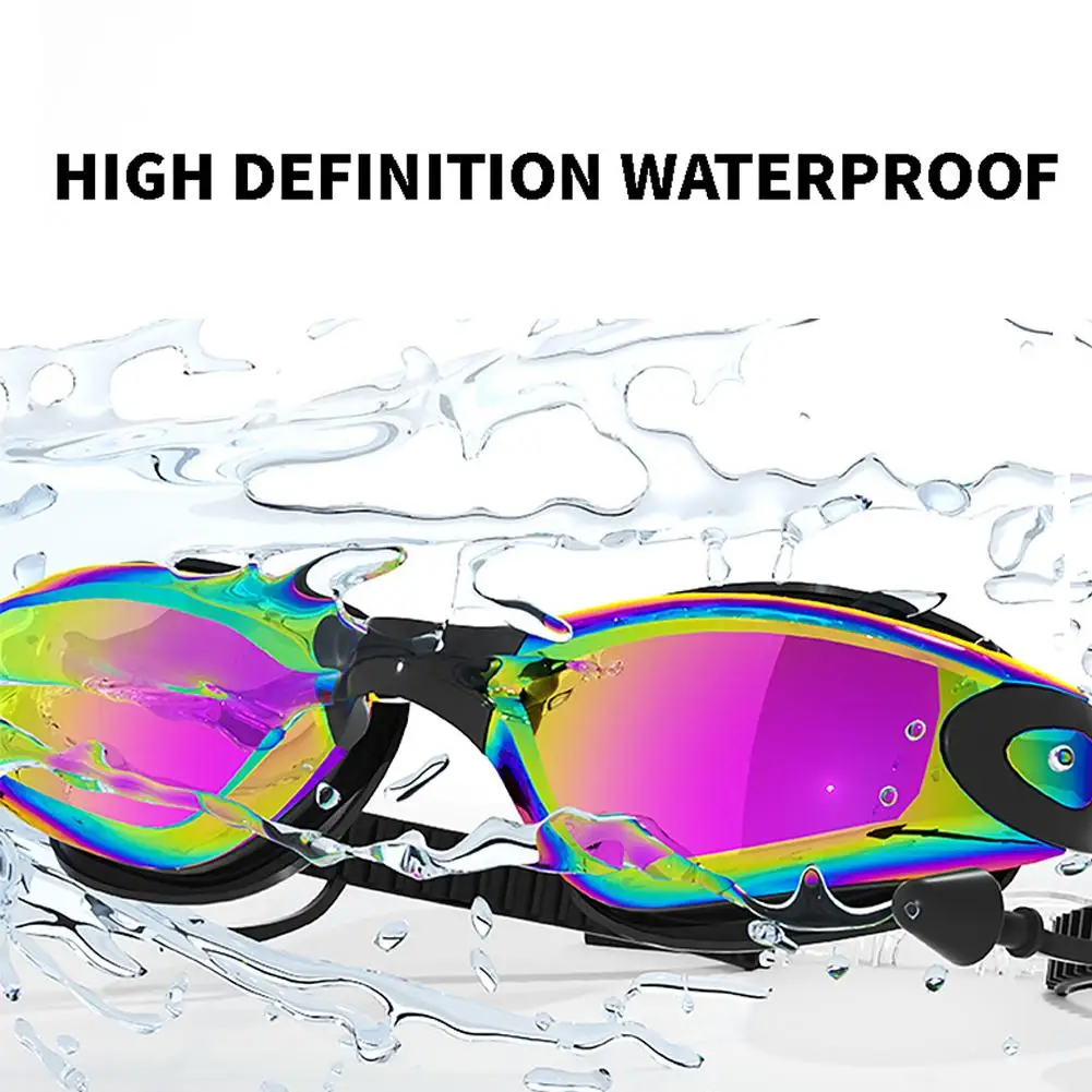 Anti-fog Adjustable Swimming Goggles Adults With Earplugs & Nose Clip HD Silicone Waterproof