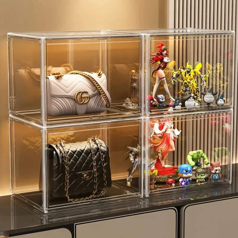 Transparent PET Display Box Big Handbag Dust-Proof Storage Box Fingures Display Rack Living Room Decoration Helmet Closet Rack