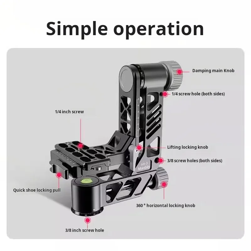 Manbily GH-3 Cardan Lourd pour Reflex et Téléobjectif