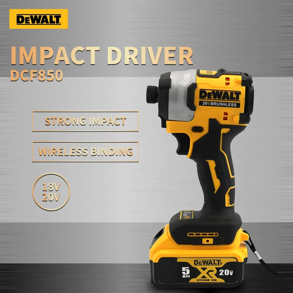 DEWALT Impact Driver 205NM Brushless Cordless Screwdriver 20V Battery Rechargeable Electric Impact Drill Power Tools 850