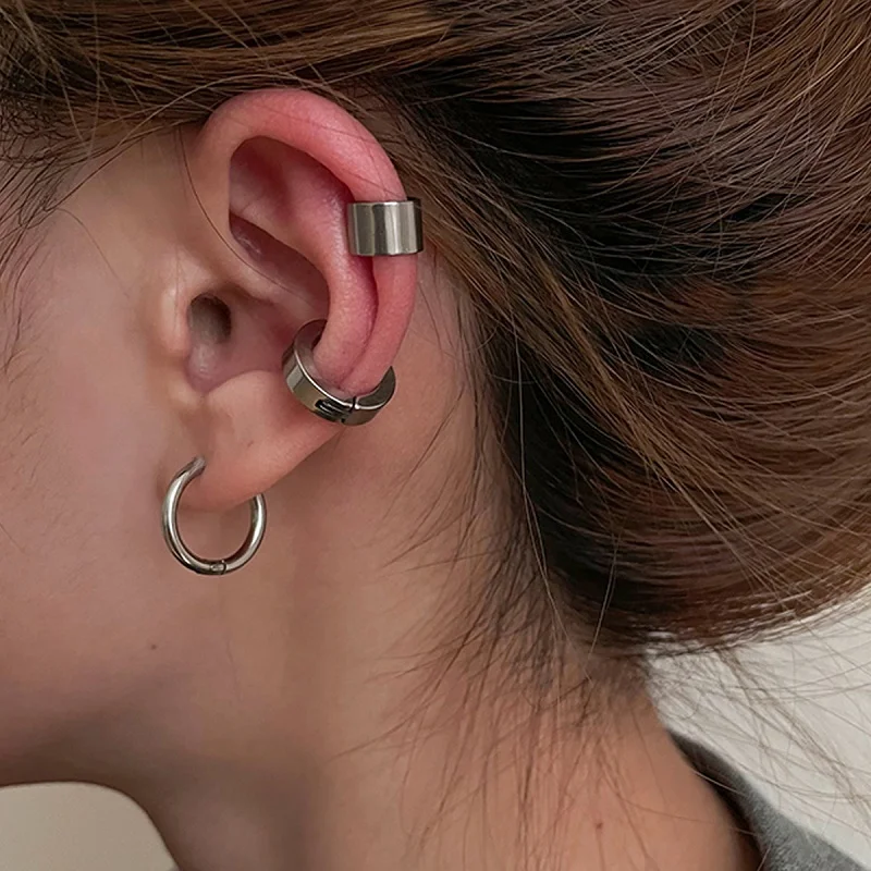 Ear Clip Earrings 3pcs/set Stainless Steel For Women Men Painless Non-piercing Fake Ear Cuffs Vintage Punk Jewelry