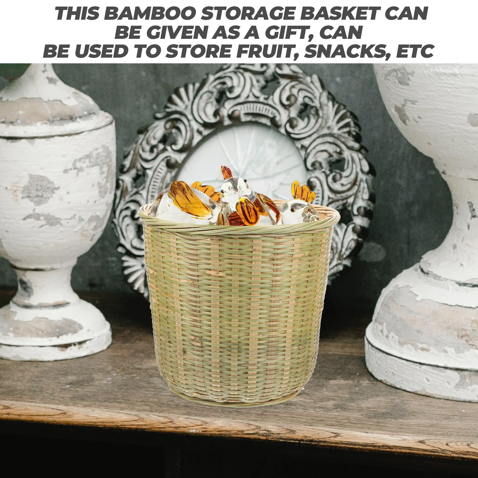 Bamboo Storage Basket Baskets for Home Snack Serving Seaweed Treats Woven Office 6