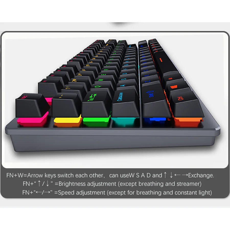 RGB Backlit Ergonomic Mechanical Gaming Keyboard - USB Wired Mini Keypad