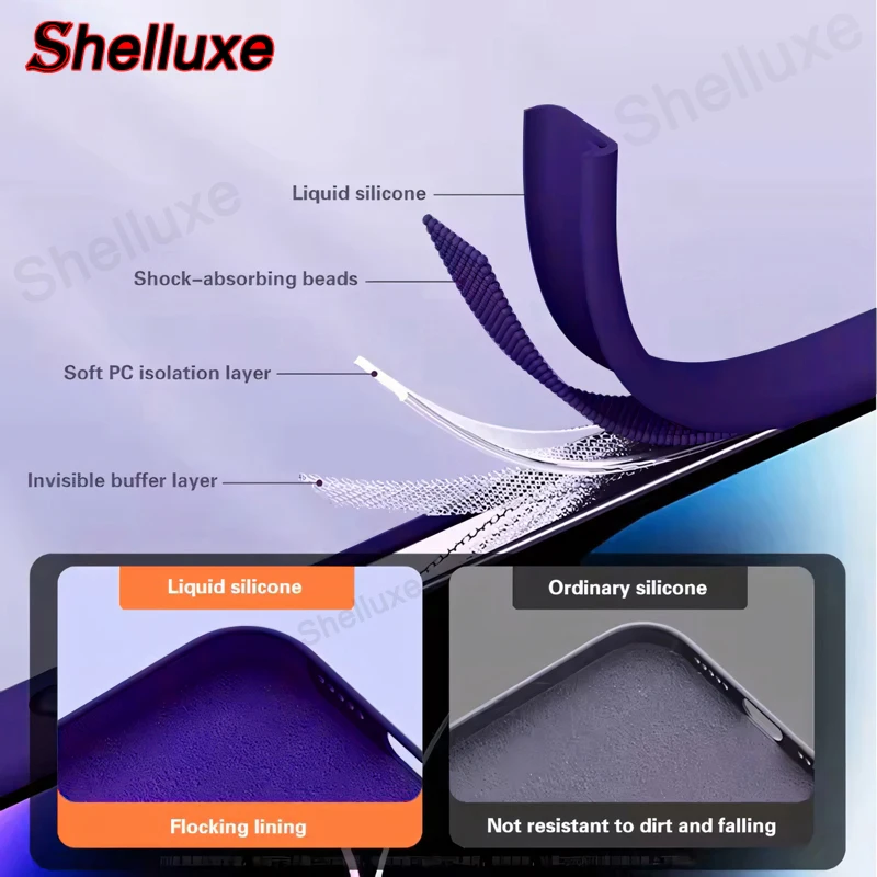 Shelluxe Square Liquid Silicone Silky Feel Case Cover