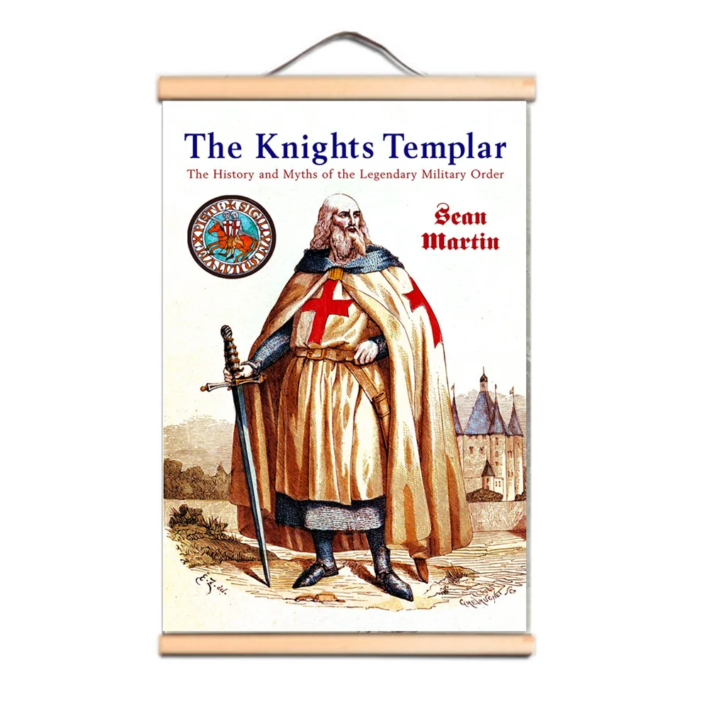 

Knights Templar Poster Medieval Crusader Warrior Wall Chart Vintage Solid Wood Scroll Painting Wall Art Decoration Wallpaper C3