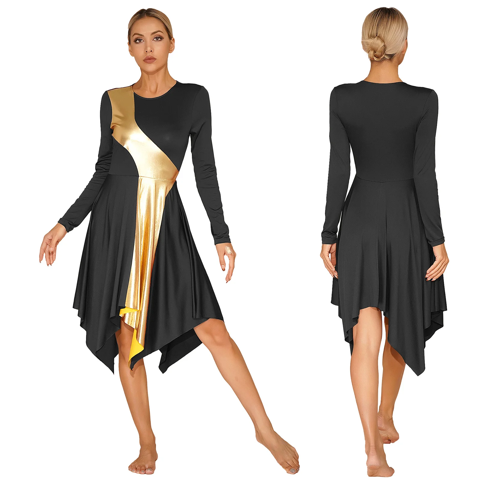 thumbnail image 1 of Vestido de baile de salón para mujer, moderno, lírico, para baile de graduación, baile de vals, coro, alabanza litúrgica cristiana, disfraz de adoración en la iglesia, 1 of 5
