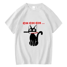 

Men's T-shirt High Quality 100% cotton Funny Knife Cat print T shirt casual loose o-neck tshirt short sleeve t-shirt male tees