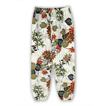 سراويل كاحل فضفاضة غير رسمية متوسطة الخصر للسيدات ، ورقة صفراء ، عشوائية ، رياضات خارجية ، حماية من أشعة الشمس