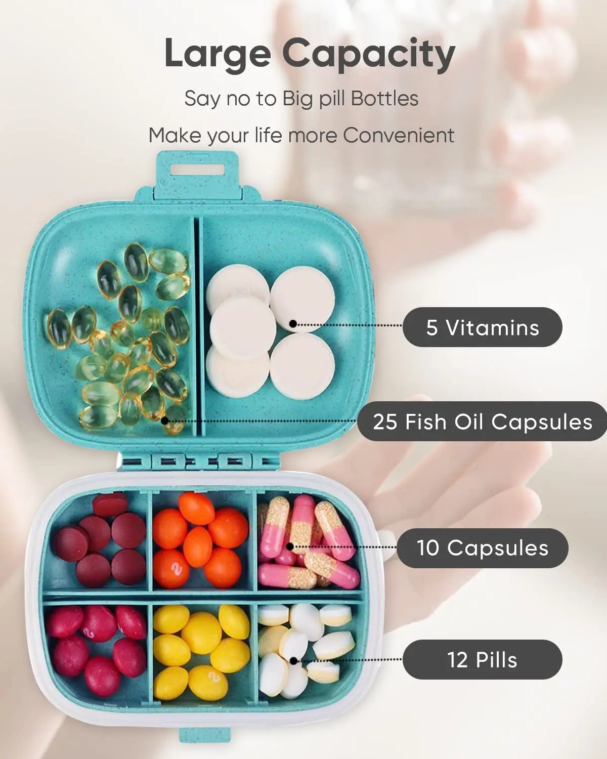 Mini Pill Box 7 Days Foldable Travel Medicine Holder Pill