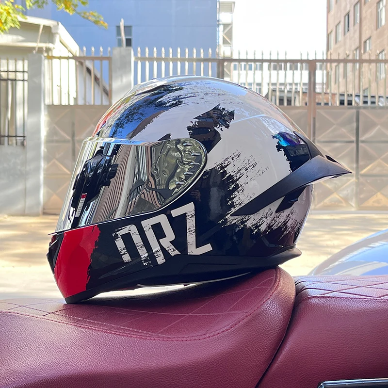 

ORZ electric motorcycle yohe men's and women's four seasons summer personality locomotive big tail helmet DOT