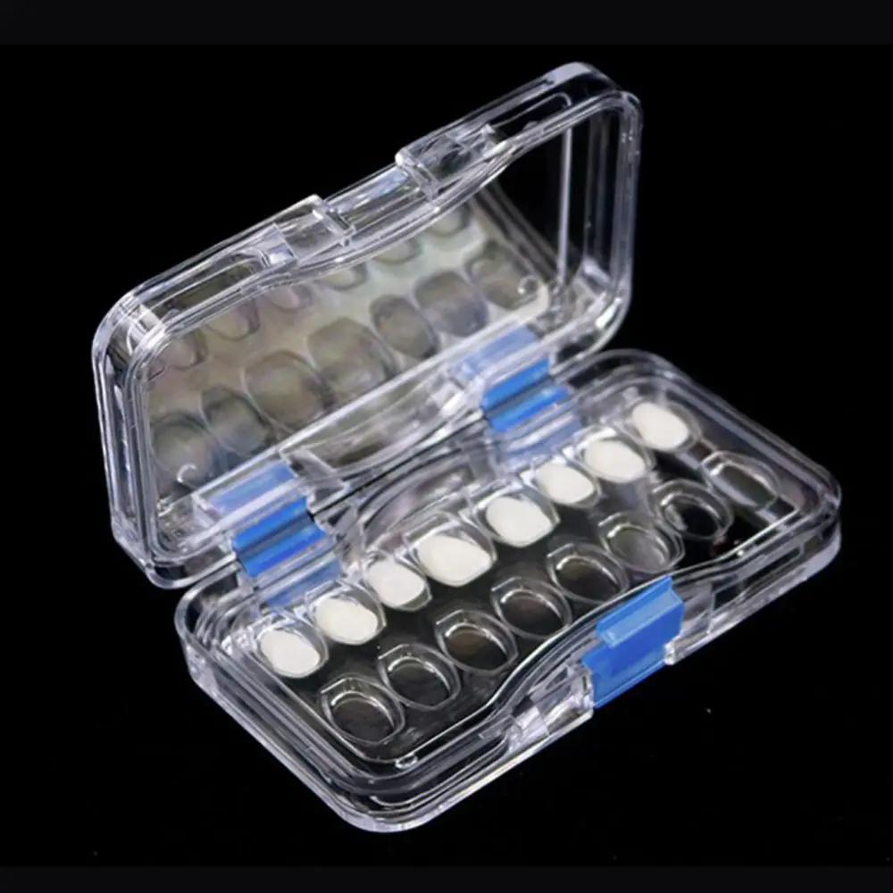 

6/16Grids Clear Portable Crown-keeping Dental Tooth Box With Film Membrane Teeth with Hole Case Denture Storage Box