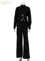 Clacive Fashion Loose White Linen Women's Two Pieces Set 2024 Elegant Long Sleeve Shirt With Mid Waist Wide Pants Set Streetwear - Image 4