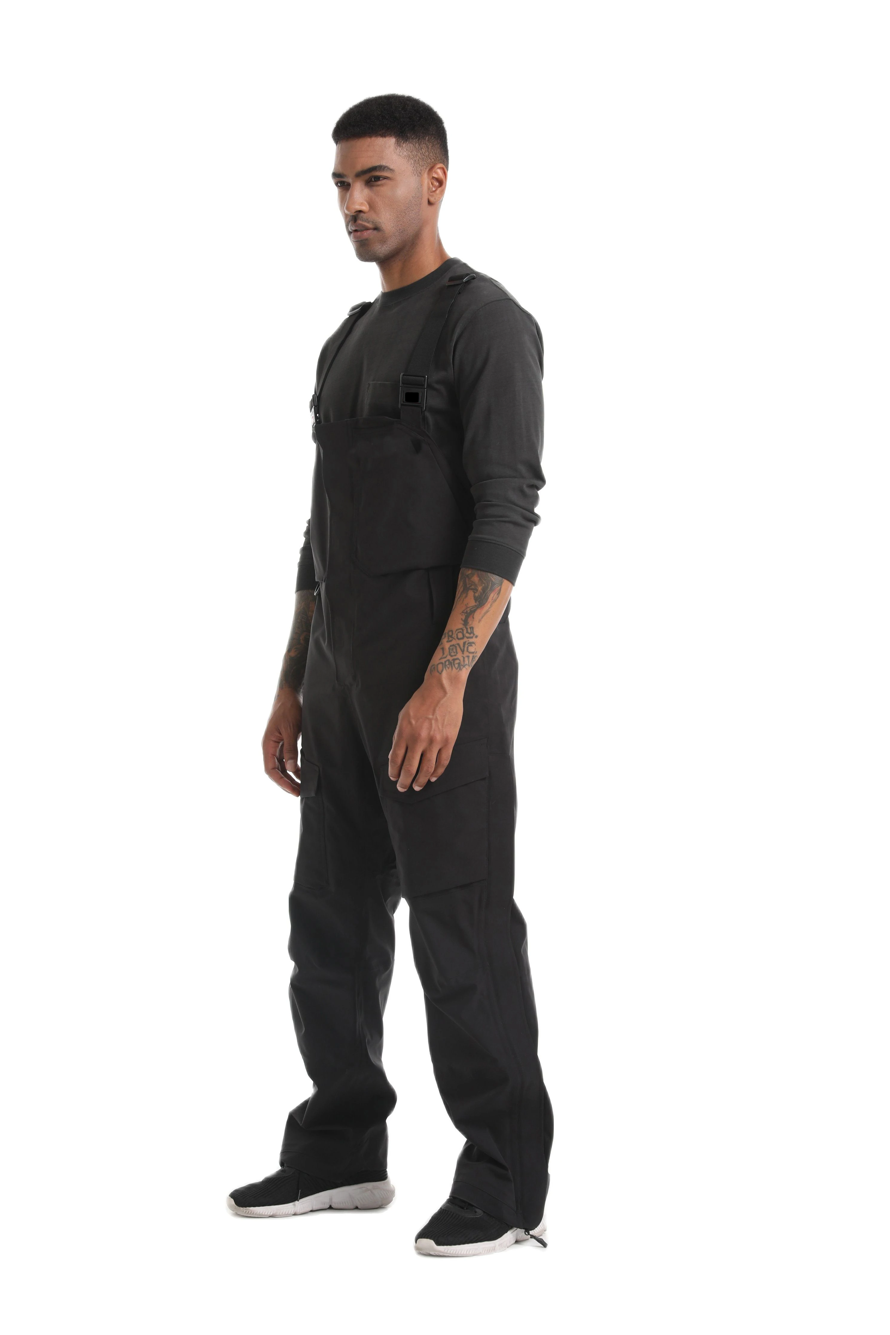 Men Chest Pants Waterproof Fishing Pants Leg Zipper Front Pockets Fishing Bib Wading In River