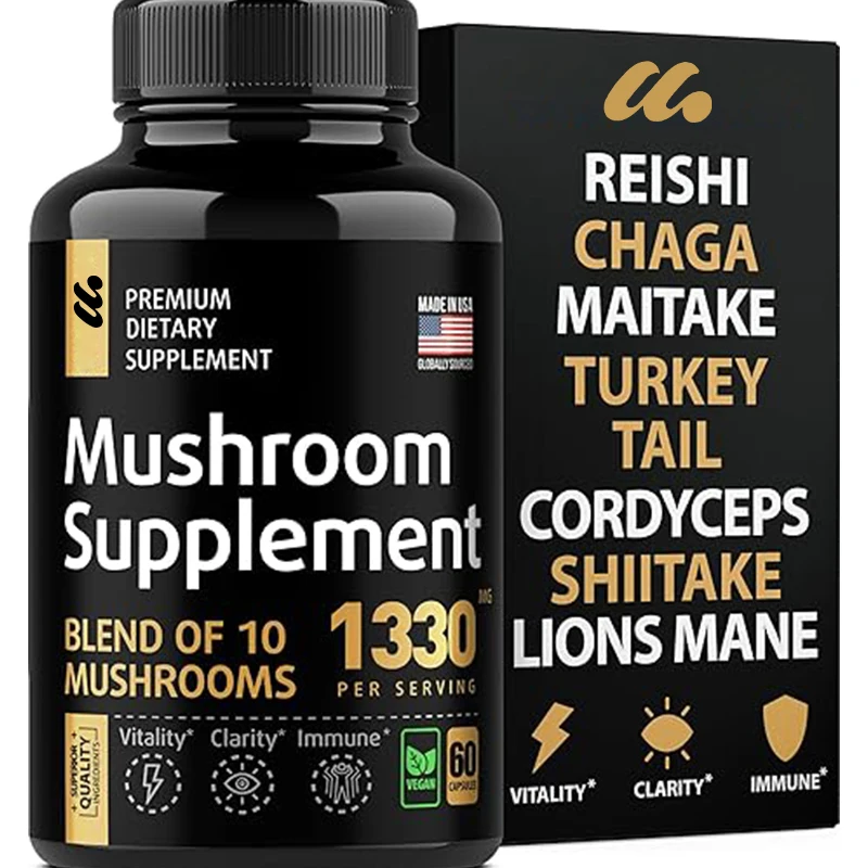Shiitake Mushroom and Lion Mane Supplement Capsules-Puzzle Mushroom Complex with Birch Antler Extract and Cordyceps Powder mushroom complex capsules