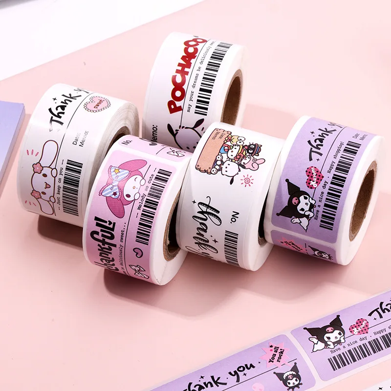 120pcs Cute Sanrio Kuromi My Melody Stickers Roll Kawaii Cartoon Thank You Sealing Labels Sticker Anime Vinyl Decoration Decals 2