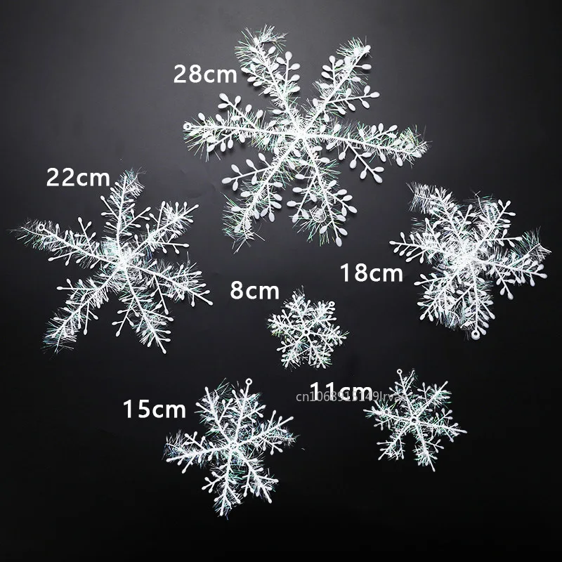30-3Pcs Christmas Snowflake Ornaments Glitter Fake White Snowflake DIY Xmas Tree Hanging Pendents New Year Home Party Decor