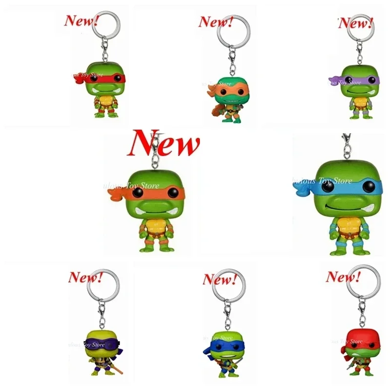thumbnail image 4 of Nuevos llaveros Funko Pop de 8 estilos de las Tortugas Ninja, Miguel Ángel, Leonardo, Donatello, Rafael, figuras de acción, juguetes, accesorios, llavero de regalo, 4 of 5