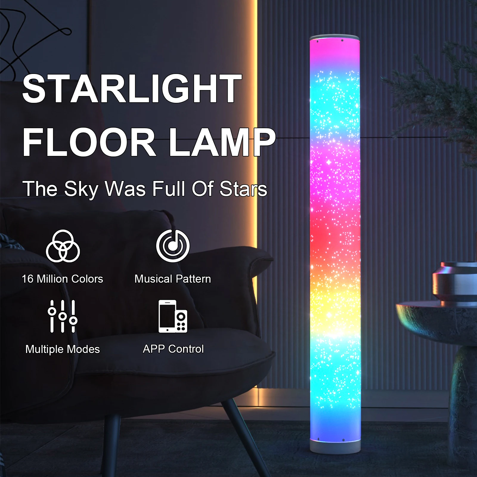 

Starry Sky Atmosphere Light Microphone Music Mode Mobile App Rhythm Remote Control Bedroom Environment Singing Christmas Lamp