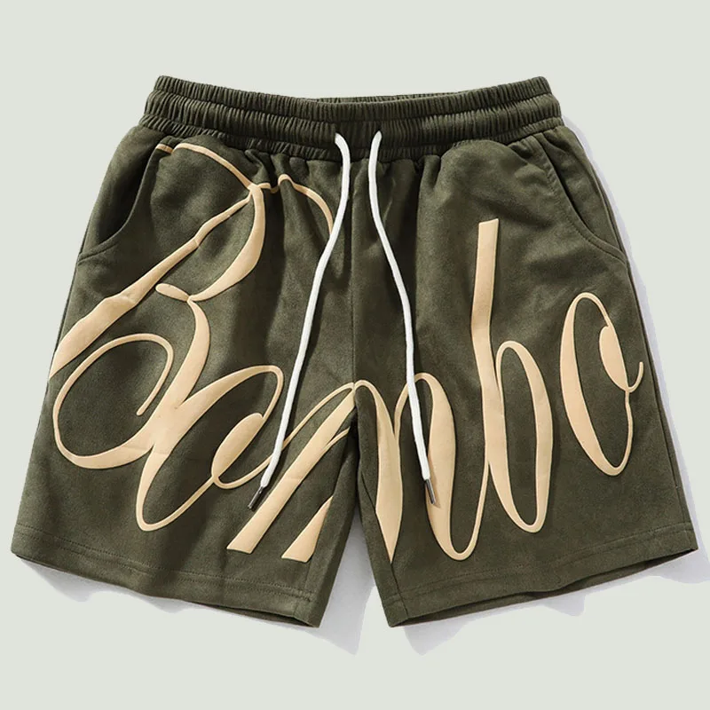 

American Retro Sports Shorts Mens Harajuku Letter Printed Pants Summer Streetwear Loose Elastic Waist Casual Shorts Male Joggers