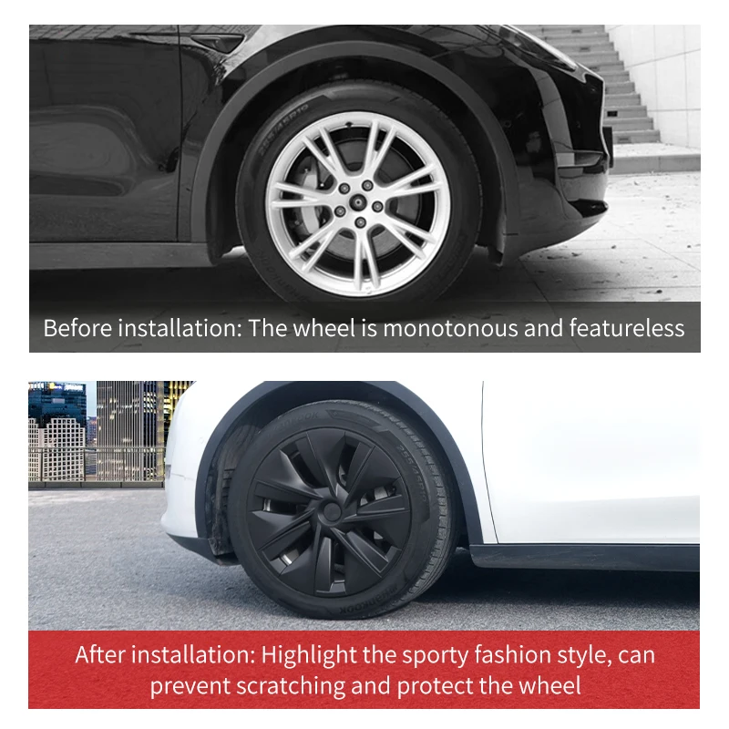Hubcaps Design for Tesla Model Y（-） 4PCS 19Inch Gemini Wheel Cover Cap Automobile Wheel Cover Replacement Accessories
