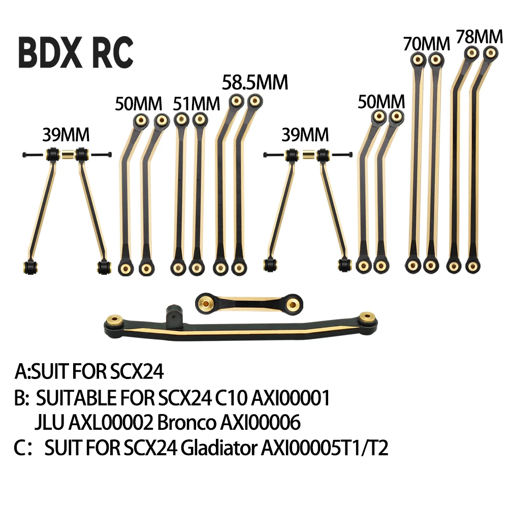 1/24 RC Crawler Car Heavy Brass Chassis Links Steering Rod Set for