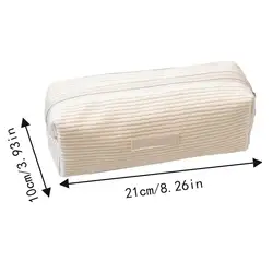 Spacious and Adorable Canvas Pencil Case - Multifunctional Desktop Stationery Organizer (White)