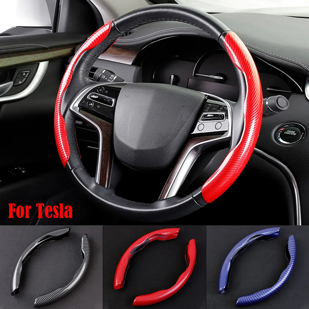 

Car Steering Wheel Cover Carbon Black Fiber For Tesla Model Y 3 Y 2022 3 2022 Car Interior Accessory