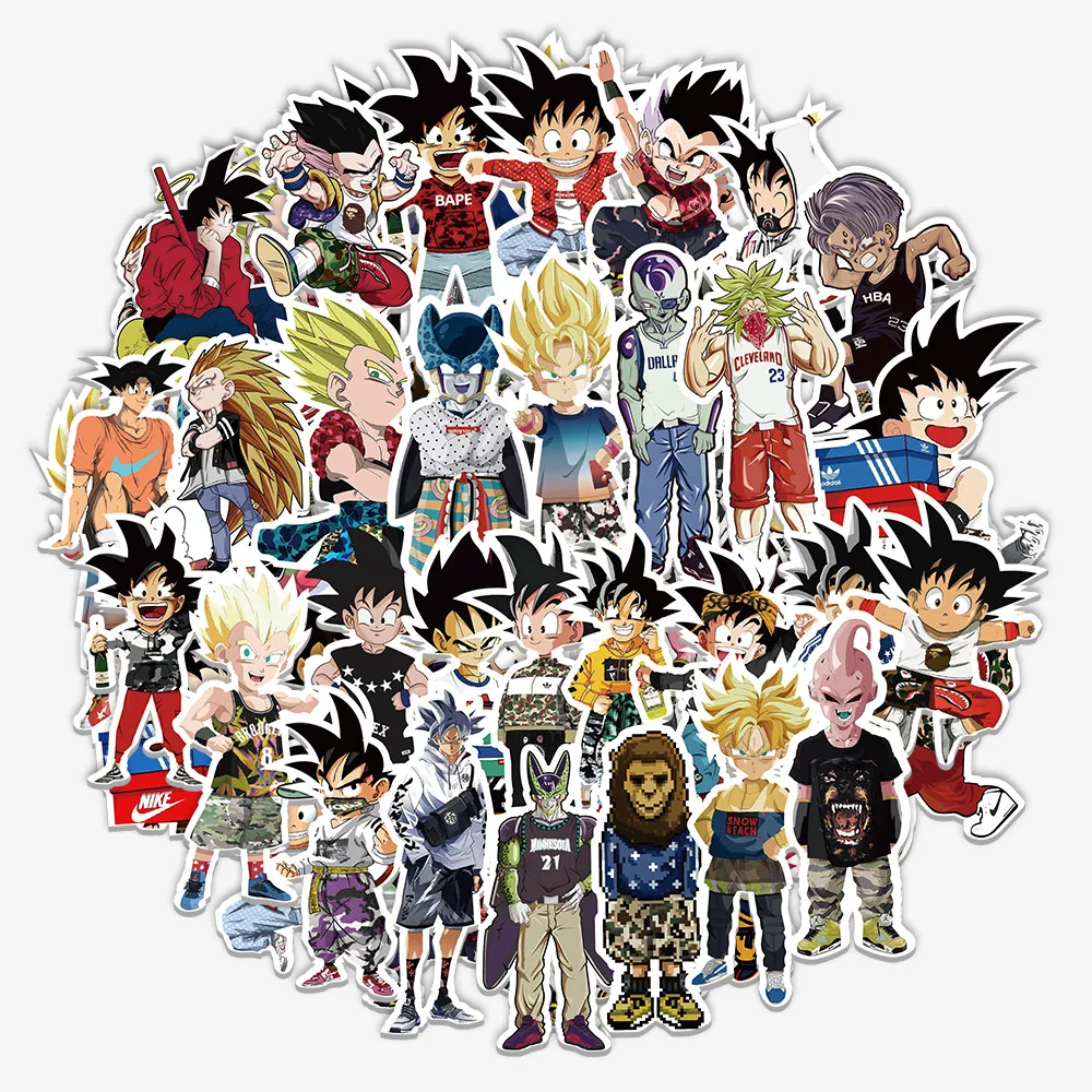 50 hojas de pegatinas de Anime de Dragon Ball Goku, Juguetes DIY, regalos  Kawaii, etiquetas decorativas para ordenador portátil, álbum de recortes,  paquete de pegatinas impermeables| | - AliExpress