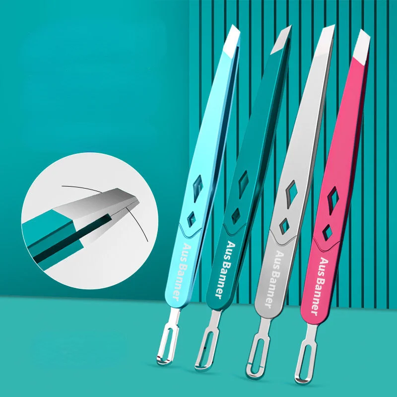 

Slanted Tweezers Eyebrow Tip Precision Stainless Steel Eyebrow Tweezers for Eyebrows Ingrown Facial Hair and Lash Extension