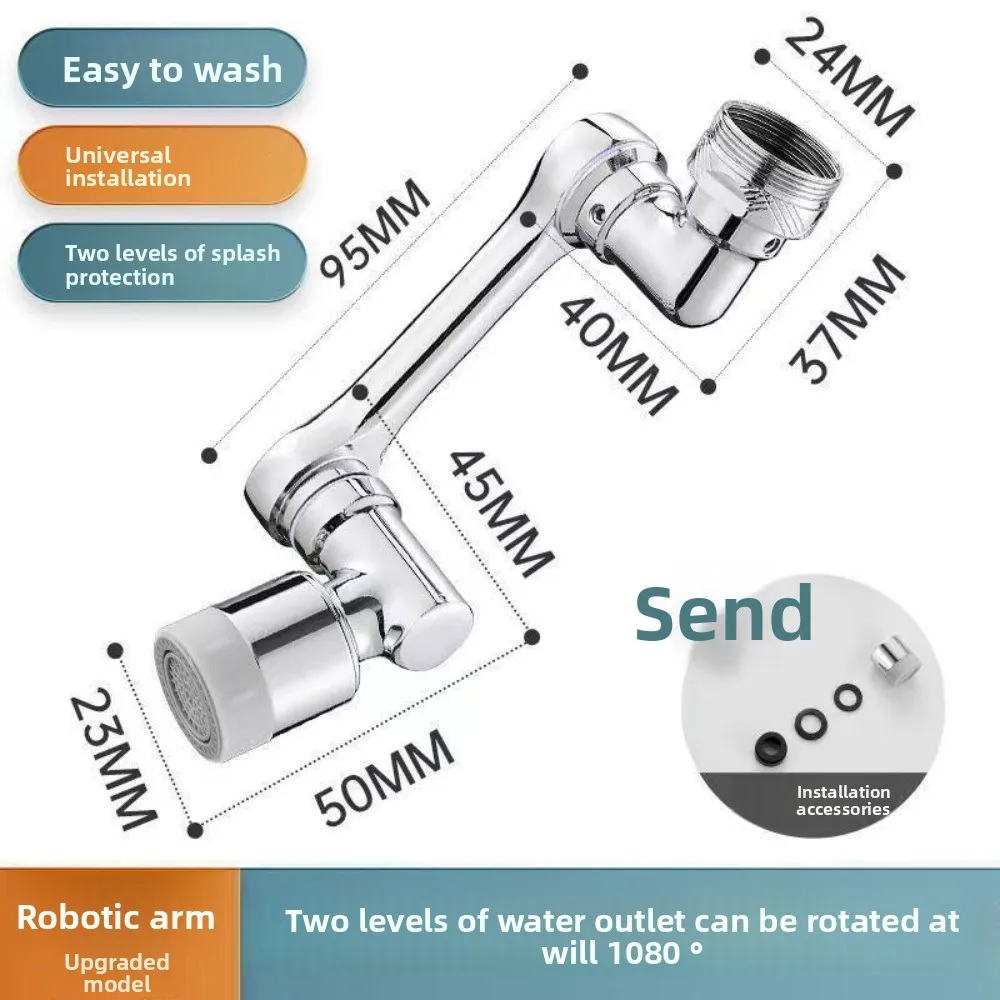 Universal Swivel Faucet Extender Attachment With Air Mixer Bubble Nozzle 22 24mm Adapter For Wash Basin Kitchen Sink 6