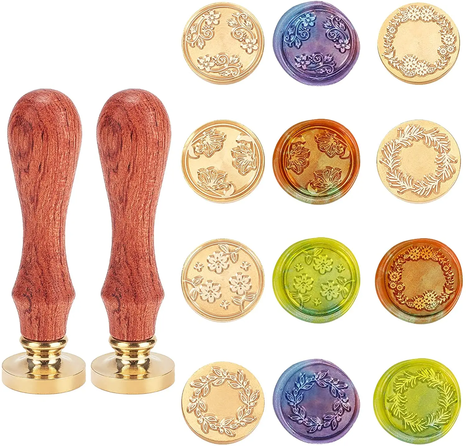 6 PCS Wax Seal Stamp Kit 6 Pieces Garland Rotating Flower Series
