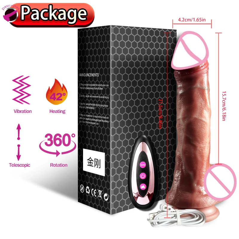 Big Dildo Vibrating Automatic Telescopic Heating Vibrators Penis With Suction Cup Realistic Dildos for Women Sex Toys for Womans