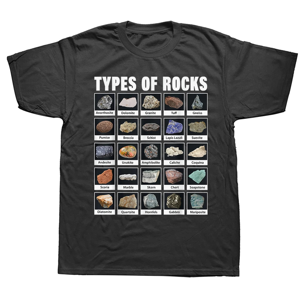 Lustige Arten von Gesteinen, Geologen, Geologie, Baumwoll-Streetwear-T-Shirt, Humor-T-Shirt, lockere Passform, Kleidung für Männer und Frauen, kurze Ärmel