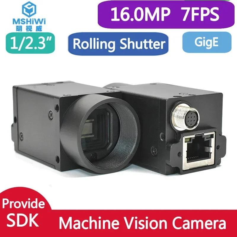 

16.0MP Gige Ethernet Industrial CCD Machine Vision Camera 4608*3456@7FPS 1/2.3 Color Rolling Shutter + SDK Visual Detection