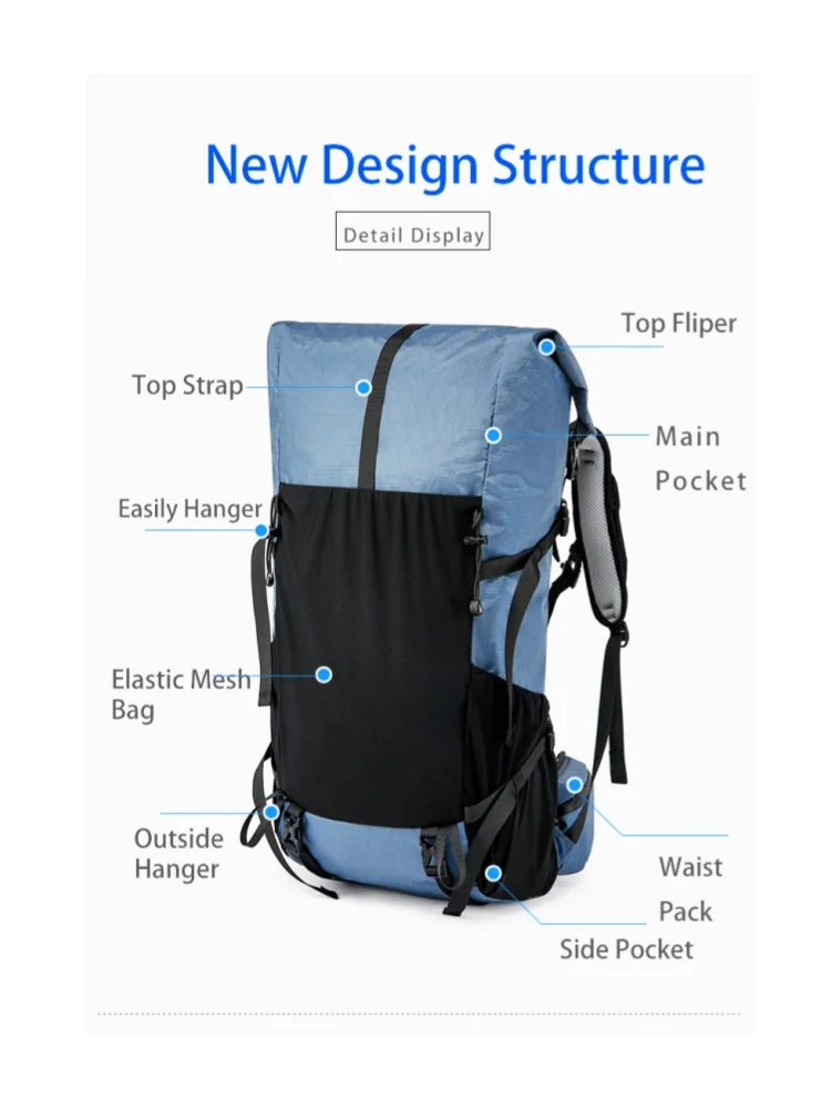 40L Outdoor Hiking Camping Backpack Large Capacity Water Resistant Laptop Daypack Multi-function Bag Climbing Travel Supplies - Image 5