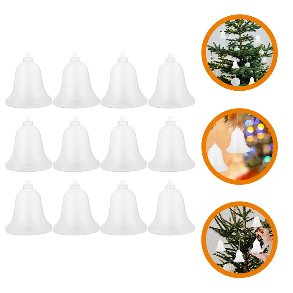 

12 Pcs Christmas Decorations Fillable Plastic Ball Ornaments Gift Box Clear Bell Shape Transparent Pendants