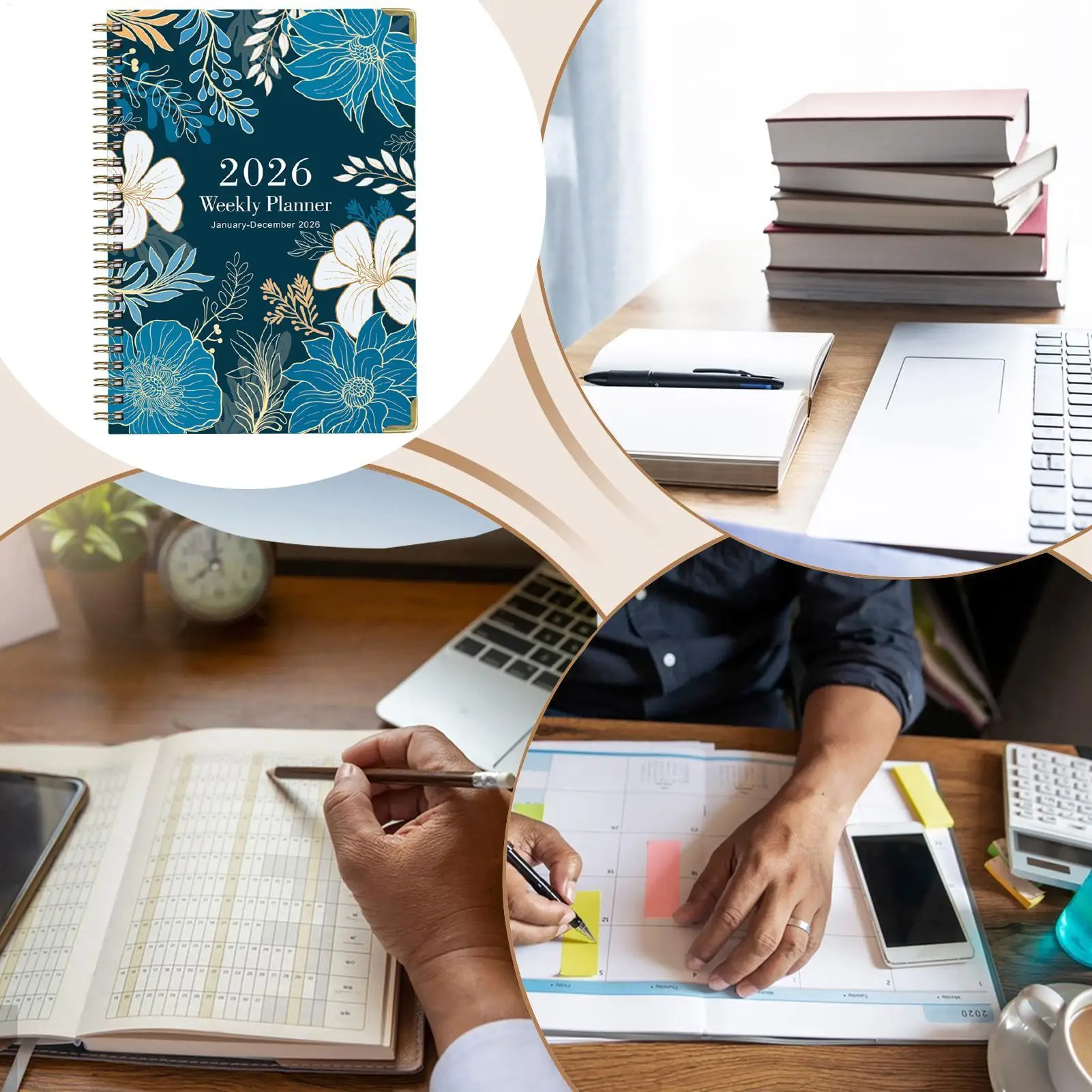 2026 Monthly Planner Twin-Wire Binding Notepad Weekly Calendar Planner Book with Tabs for Students Teachers Business Office