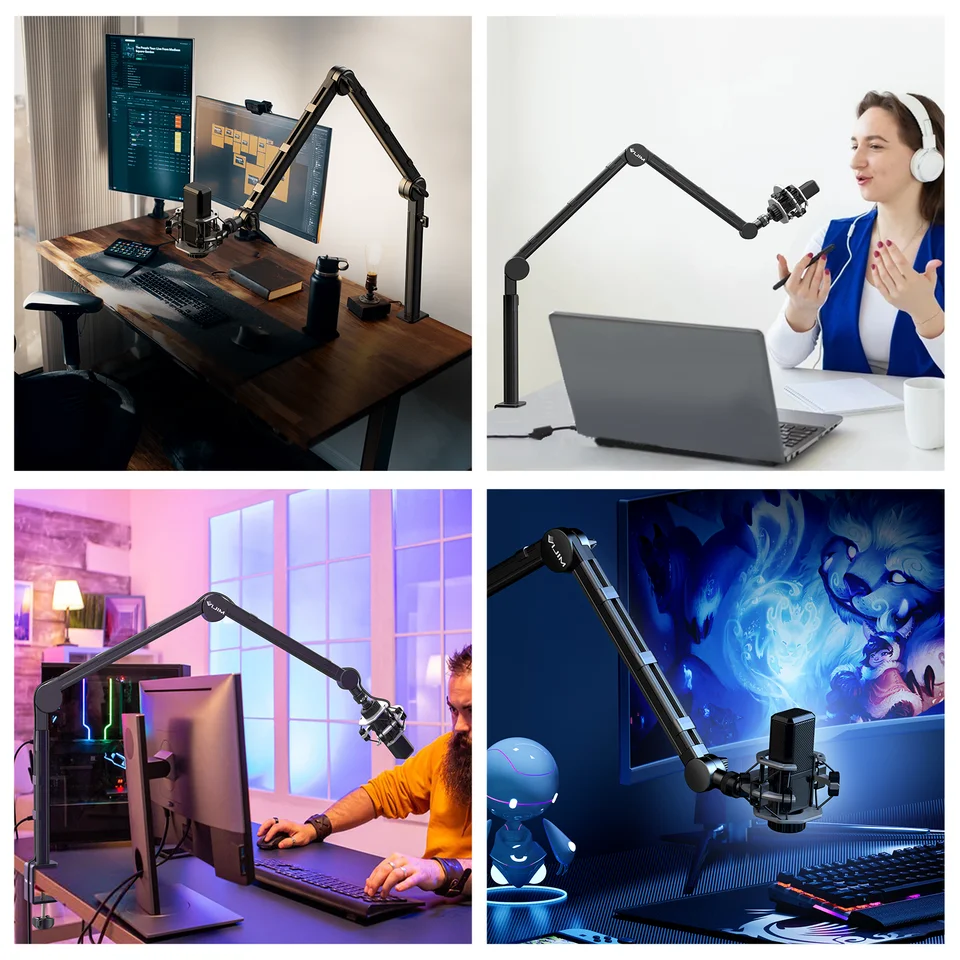 Heavy Duty Microphone Boom Arm Stand Adjustable Desktop