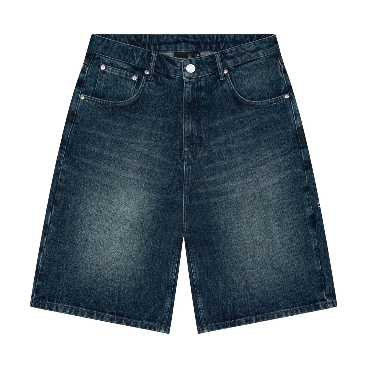 Y2k Retro Blue Wide Leg Denim Shorts Skateboard Streetwear Hip Hop Japan Kimono Embroidered Shorts Men Casual Baggy Jeans Jorts 2