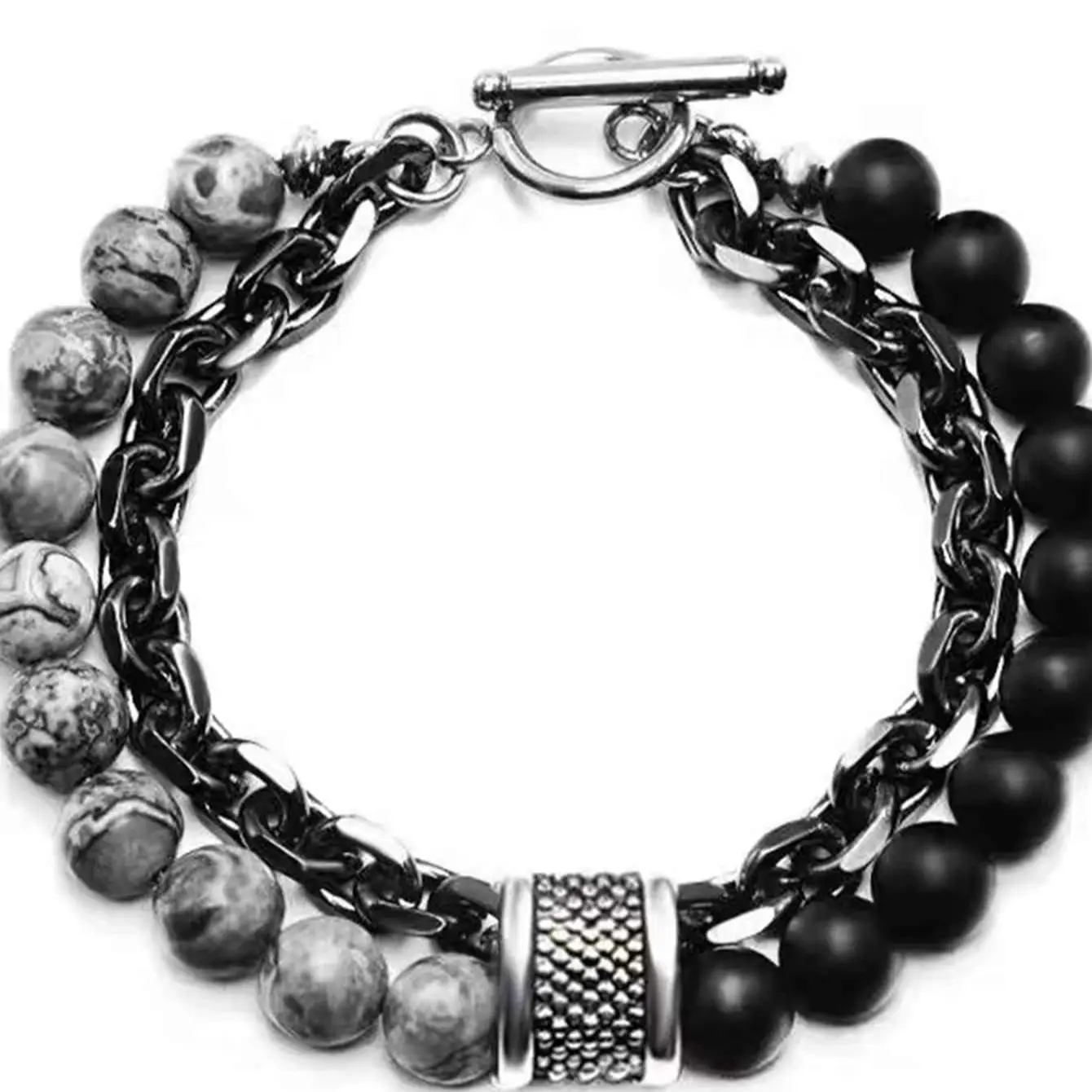 Chain Bracelet 1 Piece Punk Simple Temperament Beaded Chain With Natural Stone Beaded Chain Bracelets MEN'S FASHION Items Holiday Travel